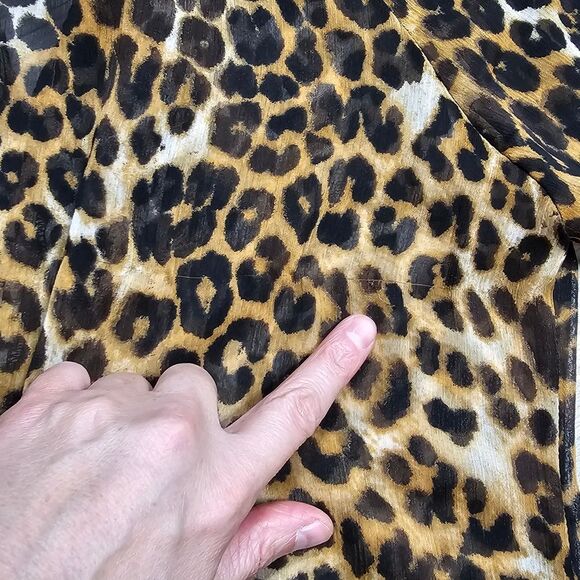 EXPRESS Y2K Animal Print Cheetah Flirtly Off shoulder Chiffon Blouse Size S - Picture 6 of 10
